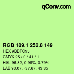 カラーコード: RGB 189.1 252.8 149 | qconv.com