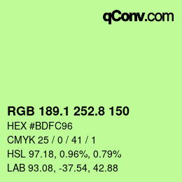 カラーコード: RGB 189.1 252.8 150 | qconv.com