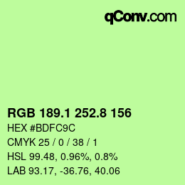 カラーコード: RGB 189.1 252.8 156 | qconv.com