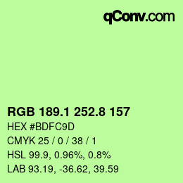 カラーコード: RGB 189.1 252.8 157 | qconv.com