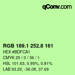 カラーコード: RGB 189.1 252.8 161 | qconv.com