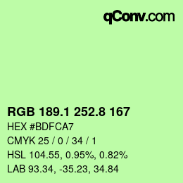 カラーコード: RGB 189.1 252.8 167 | qconv.com