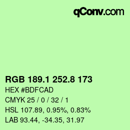 カラーコード: RGB 189.1 252.8 173 | qconv.com