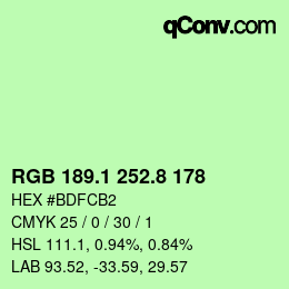 カラーコード: RGB 189.1 252.8 178 | qconv.com