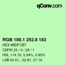 カラーコード: RGB 189.1 252.8 183 | qconv.com