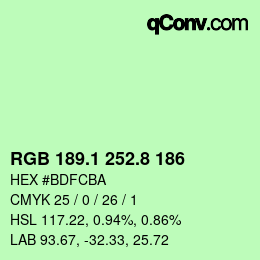 カラーコード: RGB 189.1 252.8 186 | qconv.com
