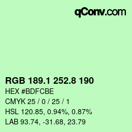 カラーコード: RGB 189.1 252.8 190 | qconv.com