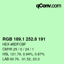 カラーコード: RGB 189.1 252.8 191 | qconv.com