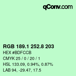カラーコード: RGB 189.1 252.8 203 | qconv.com