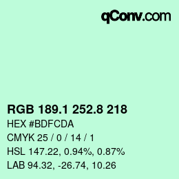 カラーコード: RGB 189.1 252.8 218 | qconv.com