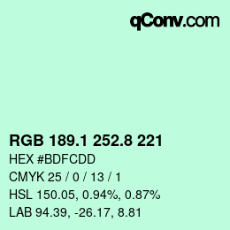 カラーコード: RGB 189.1 252.8 221 | qconv.com