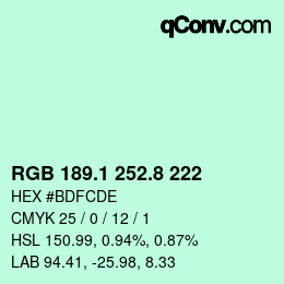 カラーコード: RGB 189.1 252.8 222 | qconv.com