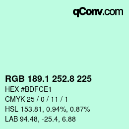カラーコード: RGB 189.1 252.8 225 | qconv.com