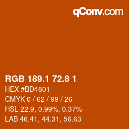 Color code: RGB 189.1 72.8 1 | qconv.com