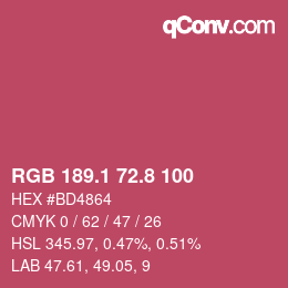 カラーコード: RGB 189.1 72.8 100 | qconv.com