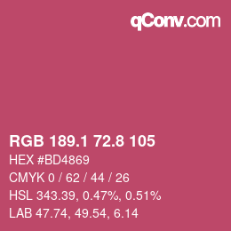 カラーコード: RGB 189.1 72.8 105 | qconv.com