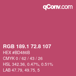 カラーコード: RGB 189.1 72.8 107 | qconv.com
