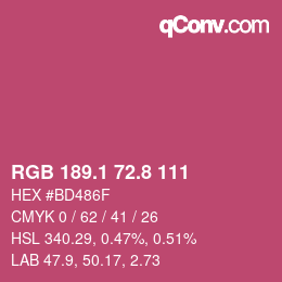 カラーコード: RGB 189.1 72.8 111 | qconv.com