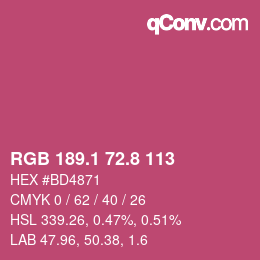 カラーコード: RGB 189.1 72.8 113 | qconv.com