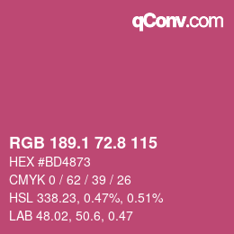 カラーコード: RGB 189.1 72.8 115 | qconv.com