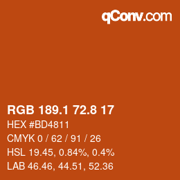 Color code: RGB 189.1 72.8 17 | qconv.com