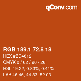 Color code: RGB 189.1 72.8 18 | qconv.com