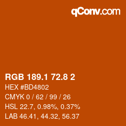 Color code: RGB 189.1 72.8 2 | qconv.com