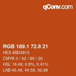 Farbcode: RGB 189.1 72.8 21 | qconv.com