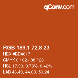 Farbcode: RGB 189.1 72.8 23 | qconv.com