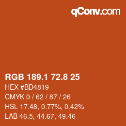 カラーコード: RGB 189.1 72.8 25 | qconv.com