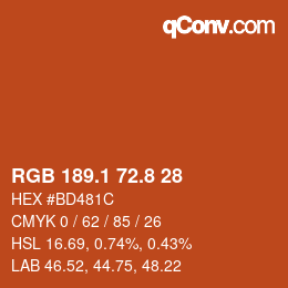 Color code: RGB 189.1 72.8 28 | qconv.com
