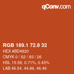 Color code: RGB 189.1 72.8 32 | qconv.com