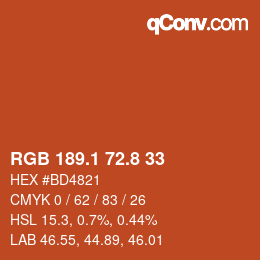 Color code: RGB 189.1 72.8 33 | qconv.com