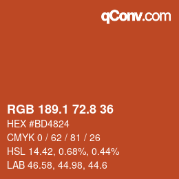 Color code: RGB 189.1 72.8 36 | qconv.com