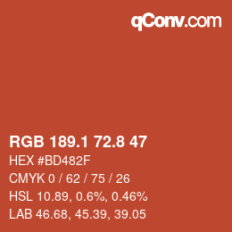 Color code: RGB 189.1 72.8 47 | qconv.com