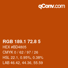 カラーコード: RGB 189.1 72.8 5 | qconv.com