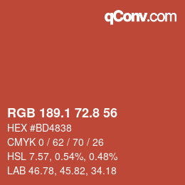 Color code: RGB 189.1 72.8 56 | qconv.com
