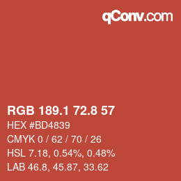 Color code: RGB 189.1 72.8 57 | qconv.com