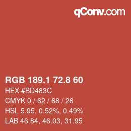 カラーコード: RGB 189.1 72.8 60 | qconv.com