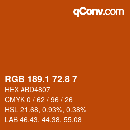 カラーコード: RGB 189.1 72.8 7 | qconv.com
