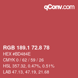カラーコード: RGB 189.1 72.8 78 | qconv.com