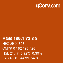 Color code: RGB 189.1 72.8 8 | qconv.com