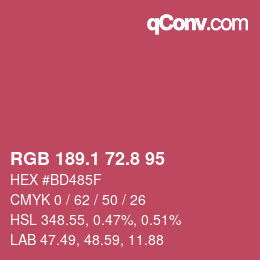 カラーコード: RGB 189.1 72.8 95 | qconv.com