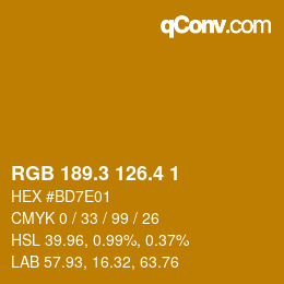 カラーコード: RGB 189.3 126.4 1 | qconv.com