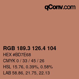 カラーコード: RGB 189.3 126.4 104 | qconv.com