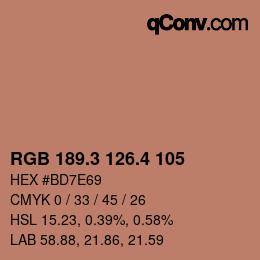 カラーコード: RGB 189.3 126.4 105 | qconv.com