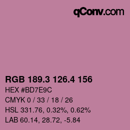 カラーコード: RGB 189.3 126.4 156 | qconv.com