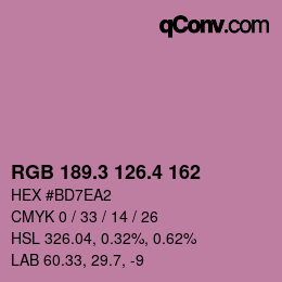 カラーコード: RGB 189.3 126.4 162 | qconv.com