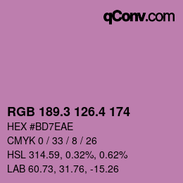 カラーコード: RGB 189.3 126.4 174 | qconv.com