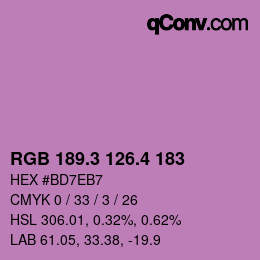 カラーコード: RGB 189.3 126.4 183 | qconv.com